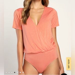Lulu- Mareen Peach Shortsleeve Bodysuit